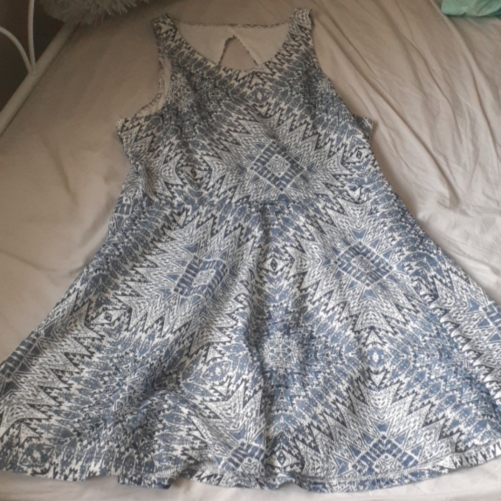 Blue and white dress